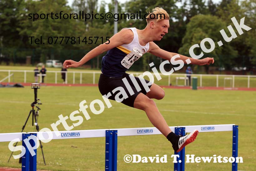 Mens Under-20s 400 metres hurdles, 2024 Northern Senior and Under-20s Track and Field Champs, Middlesbrough.  Photo: David T. Hewitson/Sports for All Pics